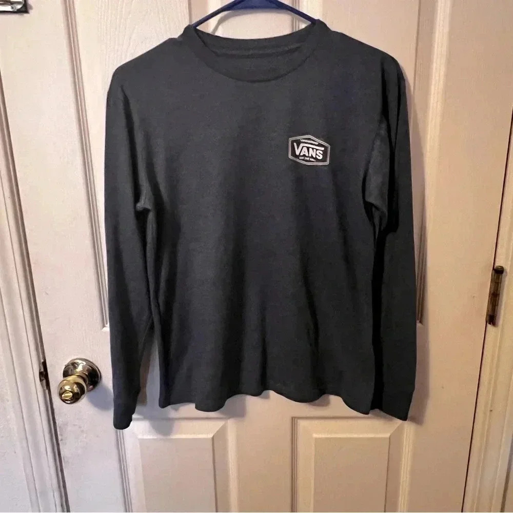 Vans off the wall Long Sleeve Shirt Boy's youth size Large Navy Blue EUC